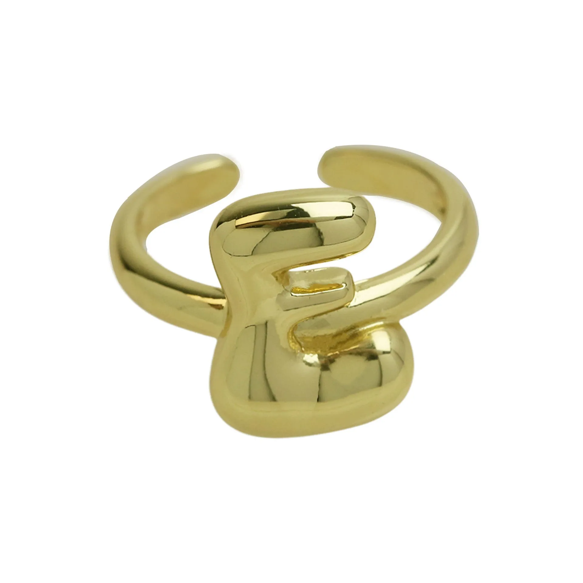 Pre Order: Golden Smooth Bubble Balloon Chubby Alphabet Ring