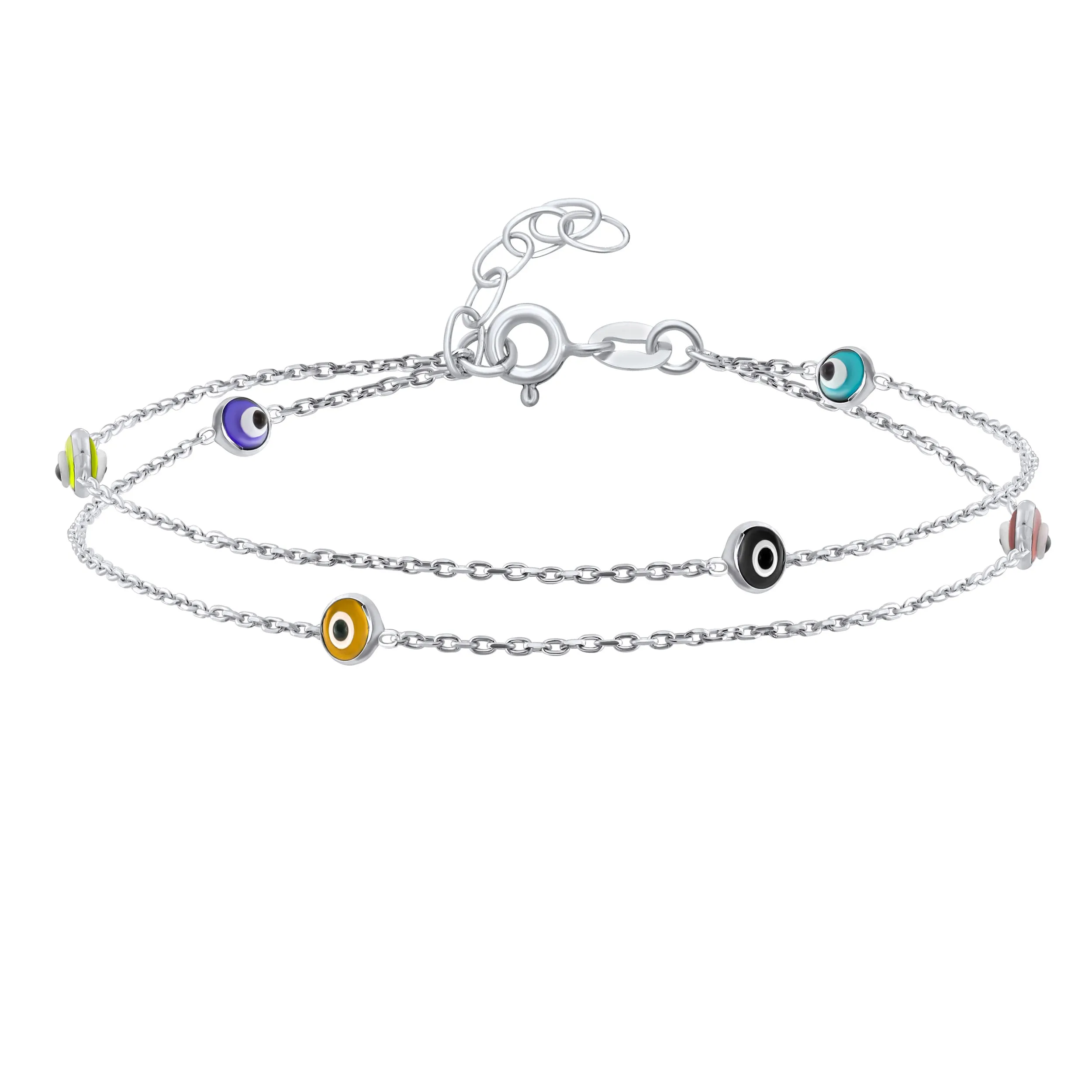 Protection Amulet Evil Eye Anklet Ankle Bracelet Aqua Blue Sterling Silver