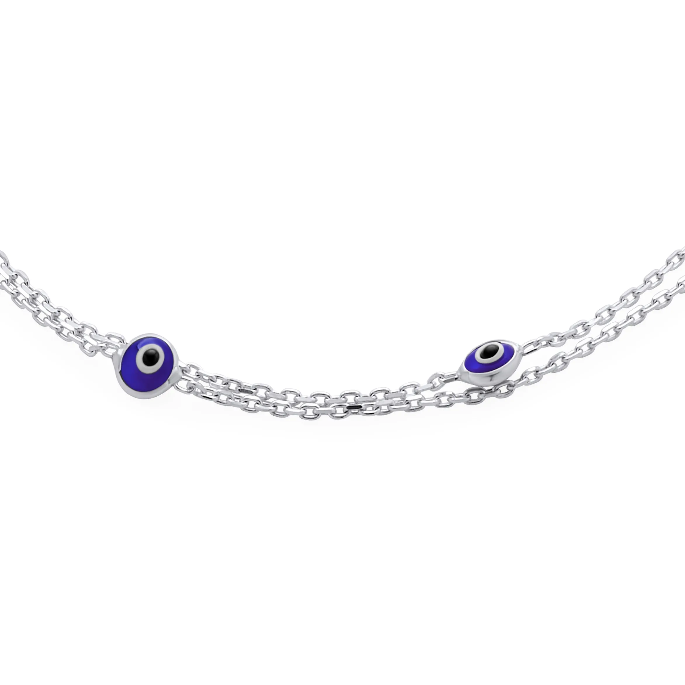 Protection Amulet Evil Eye Anklet Ankle Bracelet Aqua Blue Sterling Silver
