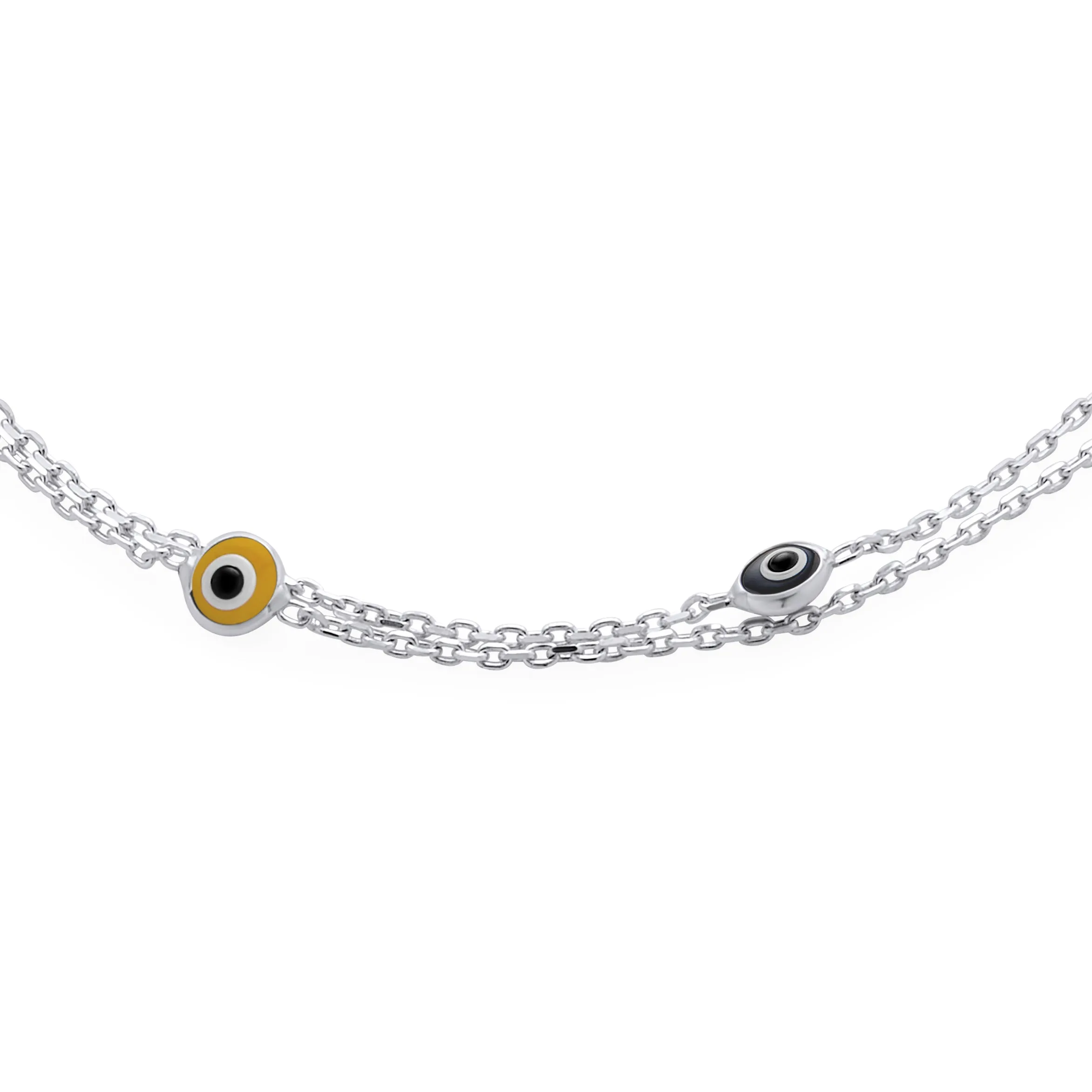 Protection Amulet Evil Eye Anklet Ankle Bracelet Aqua Blue Sterling Silver