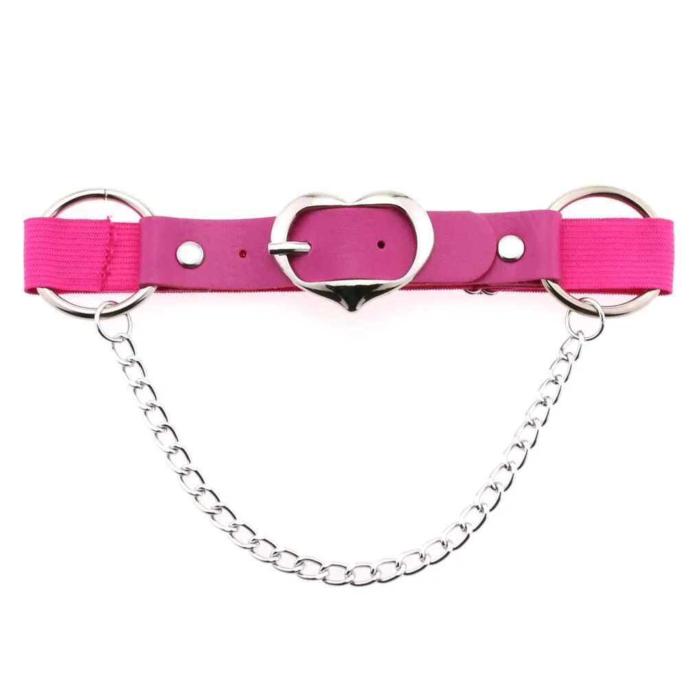 Punk Heart Leg Strap Belt / Women's Thigh Harness with Chain / Female Anklets for Leg