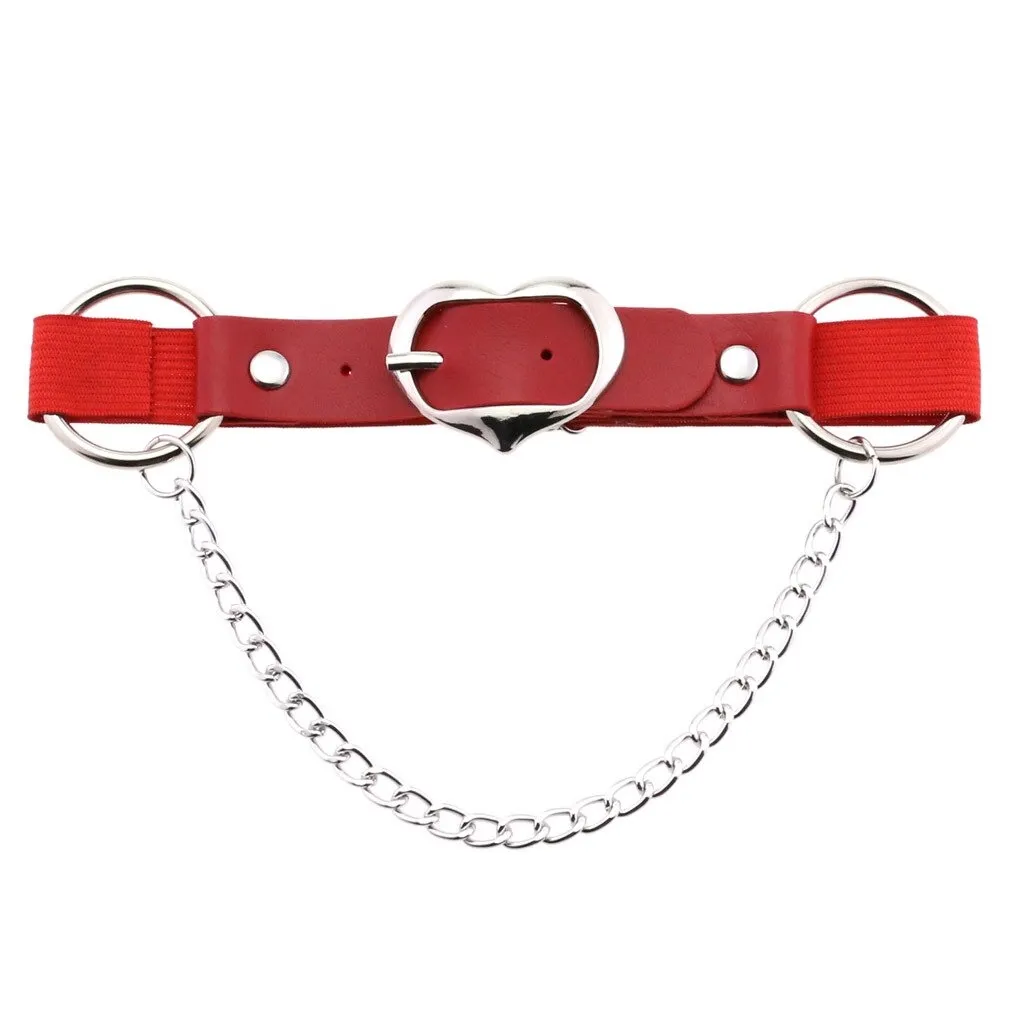 Punk Heart Leg Strap Belt / Women's Thigh Harness with Chain / Female Anklets for Leg