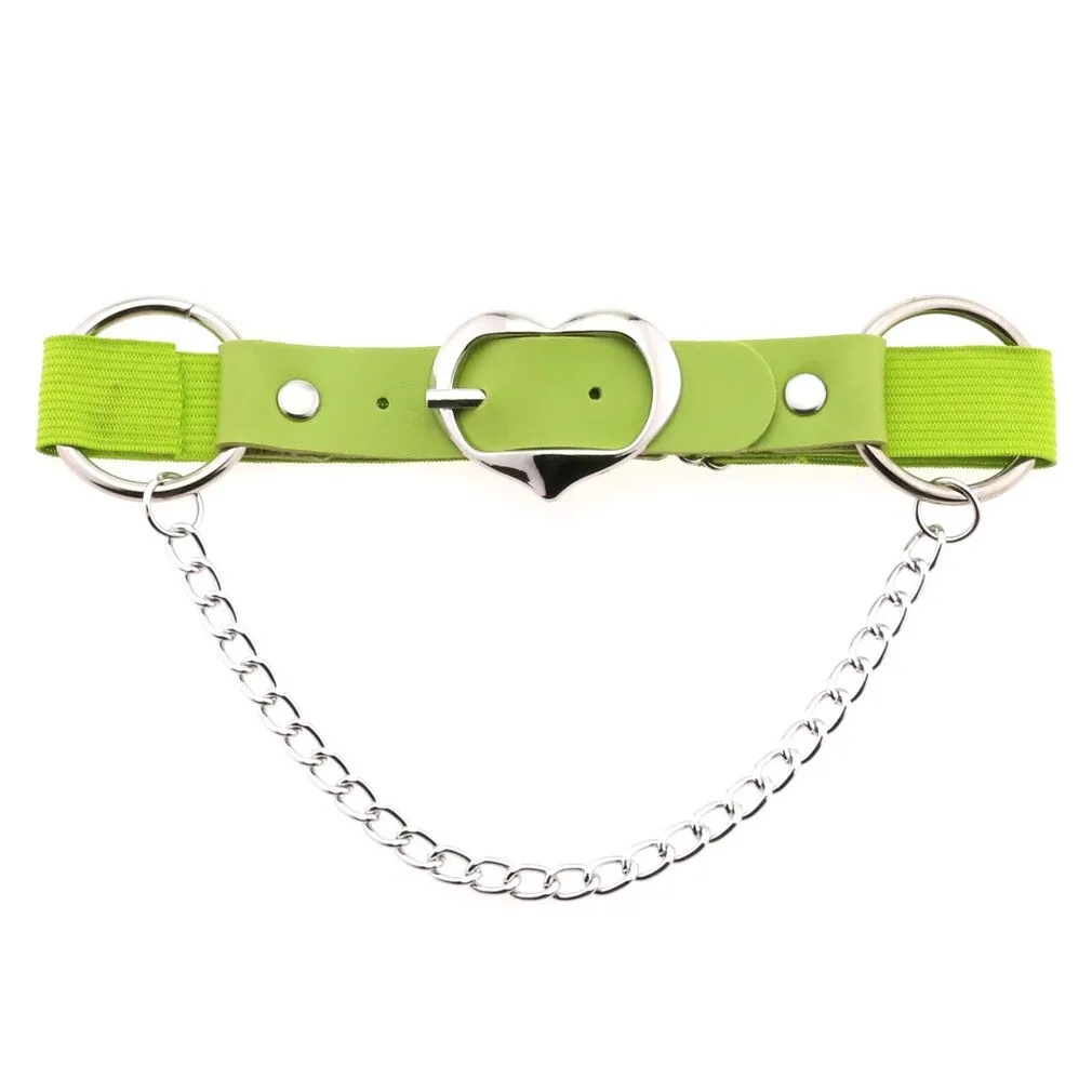 Punk Heart Leg Strap Belt / Women's Thigh Harness with Chain / Female Anklets for Leg