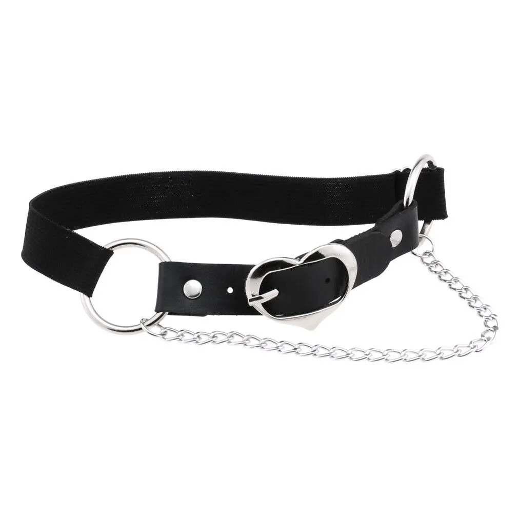 Punk Heart Leg Strap Belt / Women's Thigh Harness with Chain / Female Anklets for Leg
