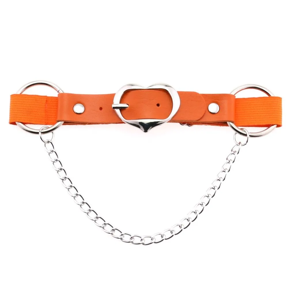 Punk Heart Leg Strap Belt / Women's Thigh Harness with Chain / Female Anklets for Leg