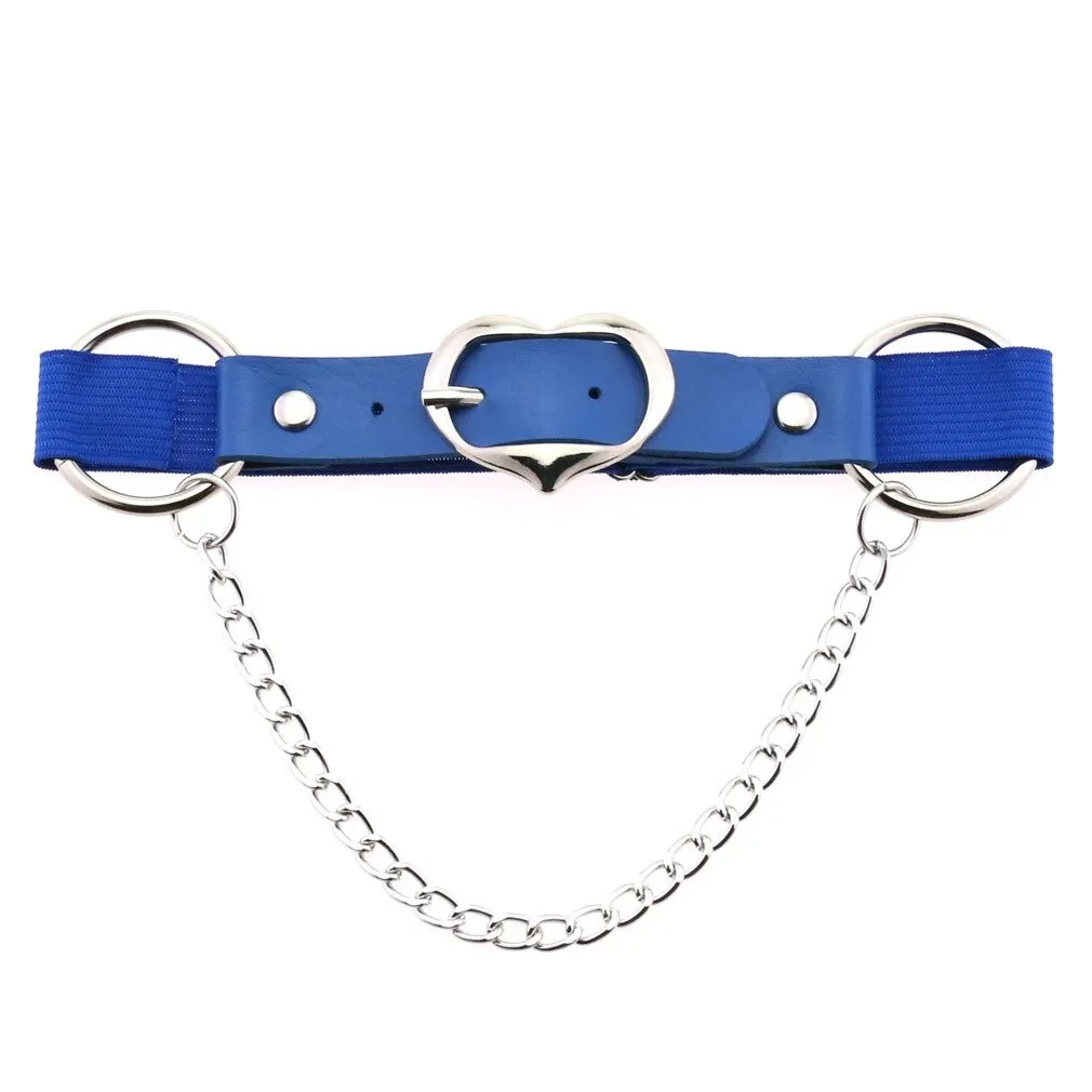 Punk Heart Leg Strap Belt / Women's Thigh Harness with Chain / Female Anklets for Leg