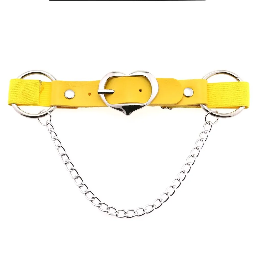Punk Heart Leg Strap Belt / Women's Thigh Harness with Chain / Female Anklets for Leg
