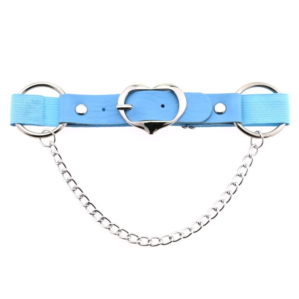 Punk Heart Leg Strap Belt / Women's Thigh Harness with Chain / Female Anklets for Leg