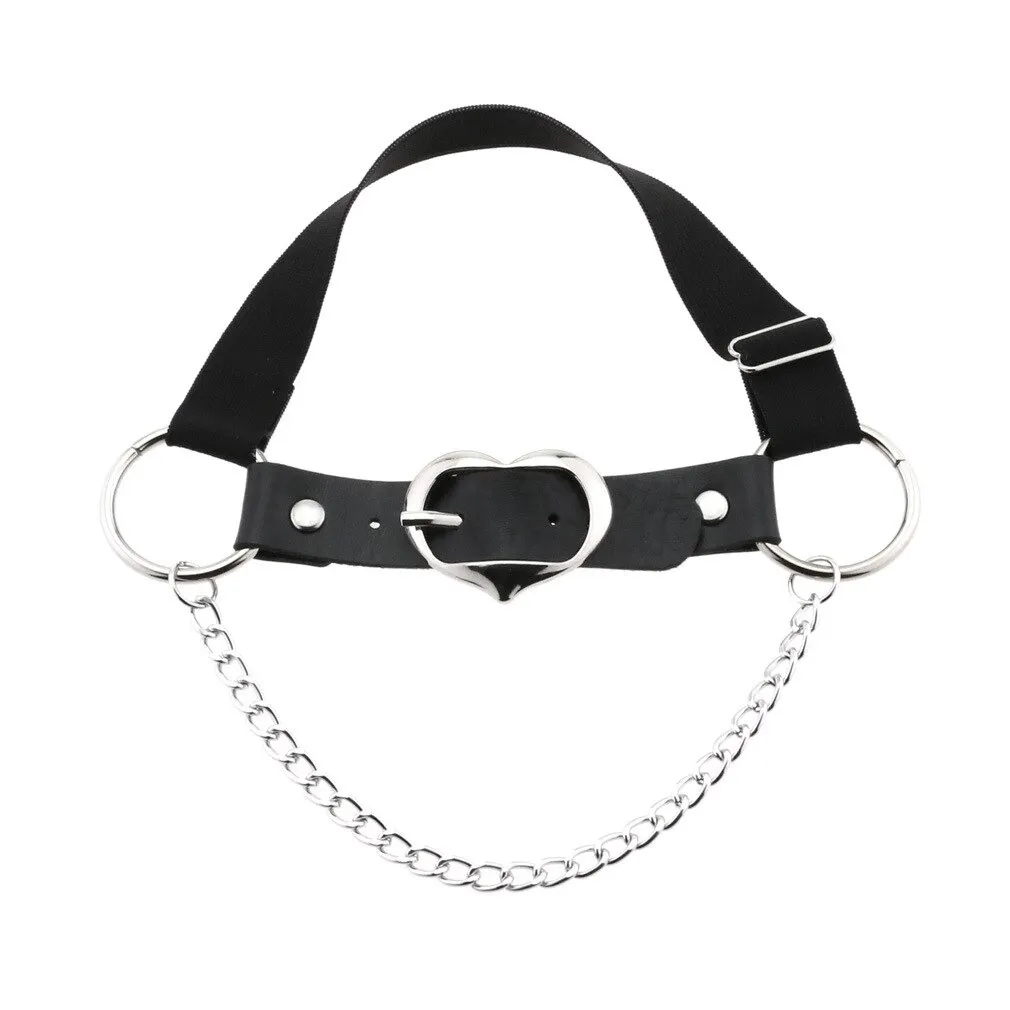 Punk Heart Leg Strap Belt / Women's Thigh Harness with Chain / Female Anklets for Leg