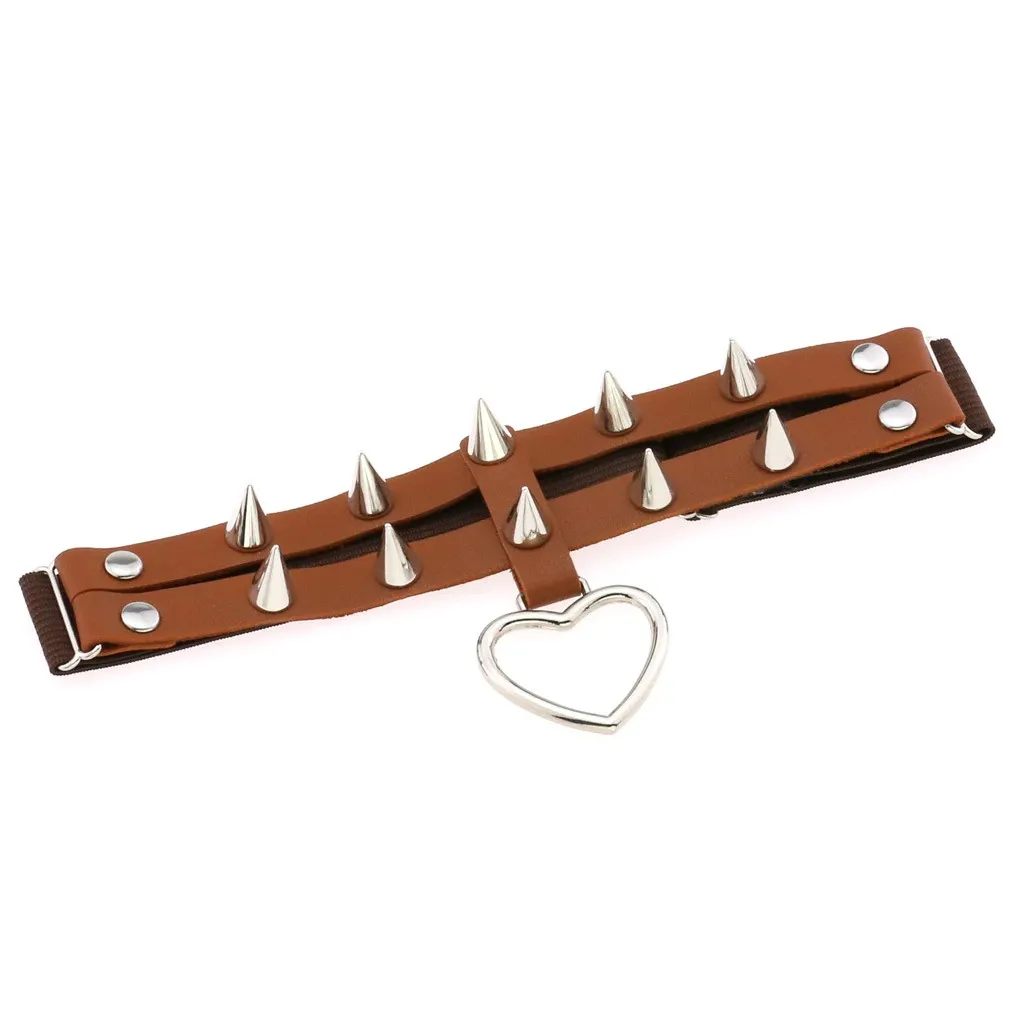 Punk Rock Heart Leg Garter / Fashion Thigh Harness Belt with Rivets / Women's Goth Accessories