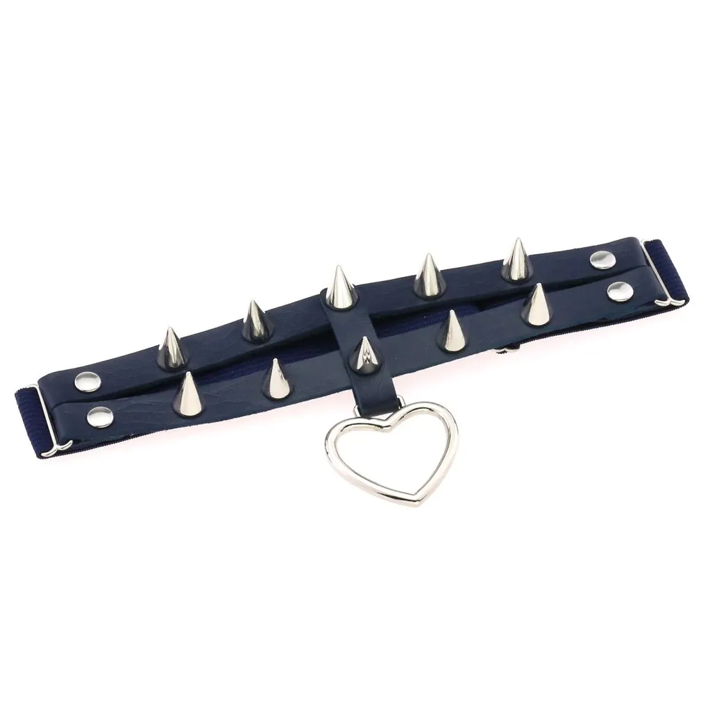 Punk Rock Heart Leg Garter / Fashion Thigh Harness Belt with Rivets / Women's Goth Accessories