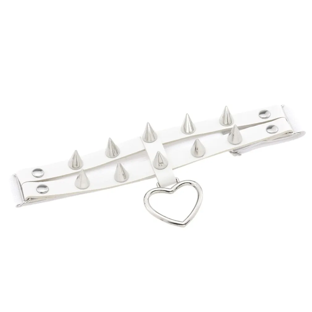 Punk Rock Heart Leg Garter / Fashion Thigh Harness Belt with Rivets / Women's Goth Accessories