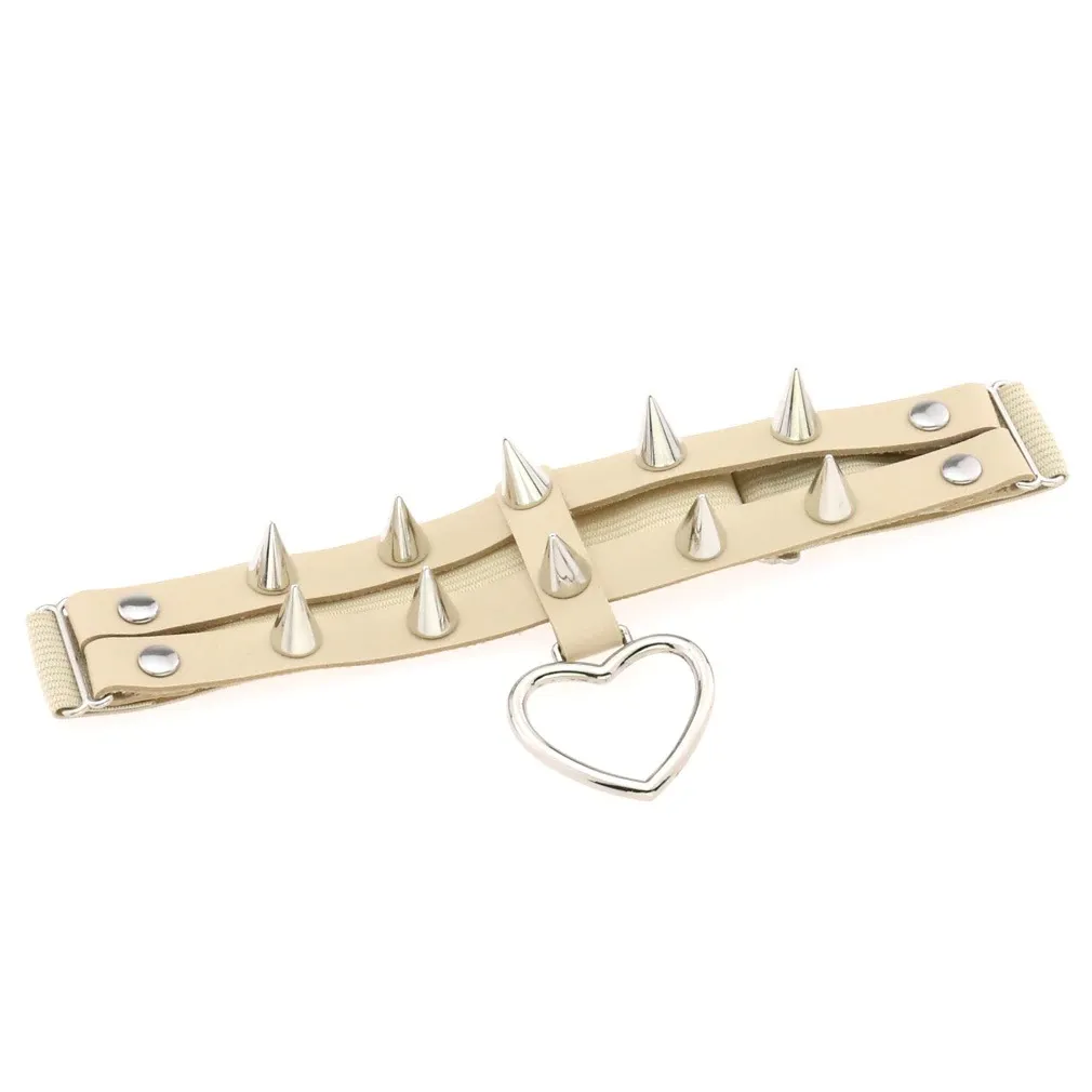 Punk Rock Heart Leg Garter / Fashion Thigh Harness Belt with Rivets / Women's Goth Accessories
