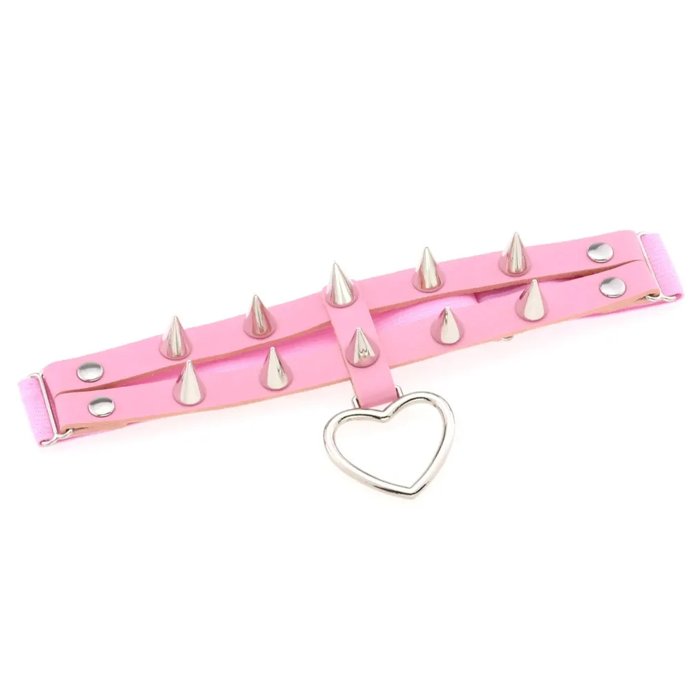 Punk Rock Heart Leg Garter / Fashion Thigh Harness Belt with Rivets / Women's Goth Accessories