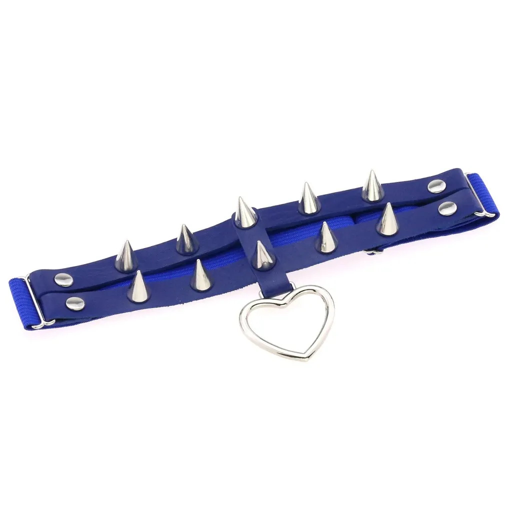Punk Rock Heart Leg Garter / Fashion Thigh Harness Belt with Rivets / Women's Goth Accessories