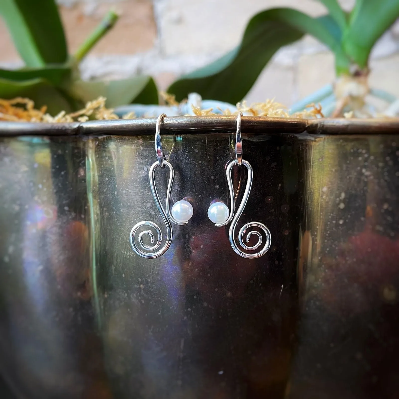 "Script" Pearl Earrings