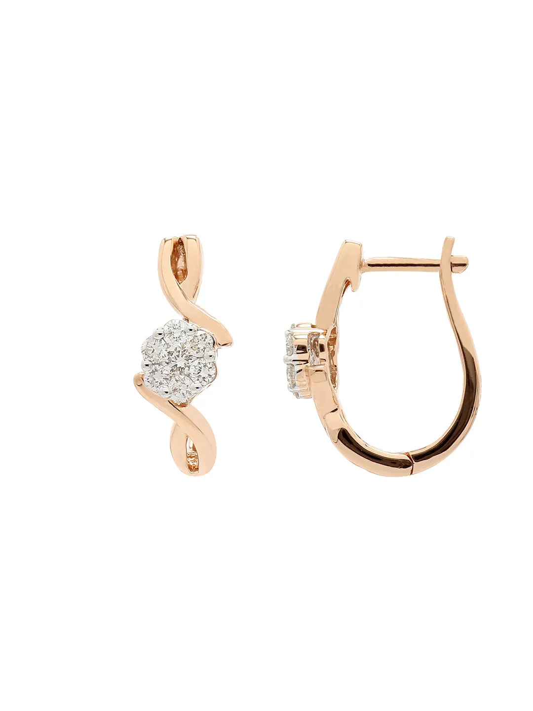 Real Diamond Cluster Hoop Earring