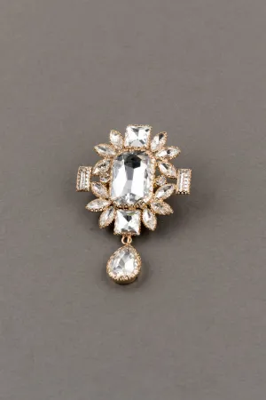 Rectangular Crystal Drop With Drop Detailing Brooch