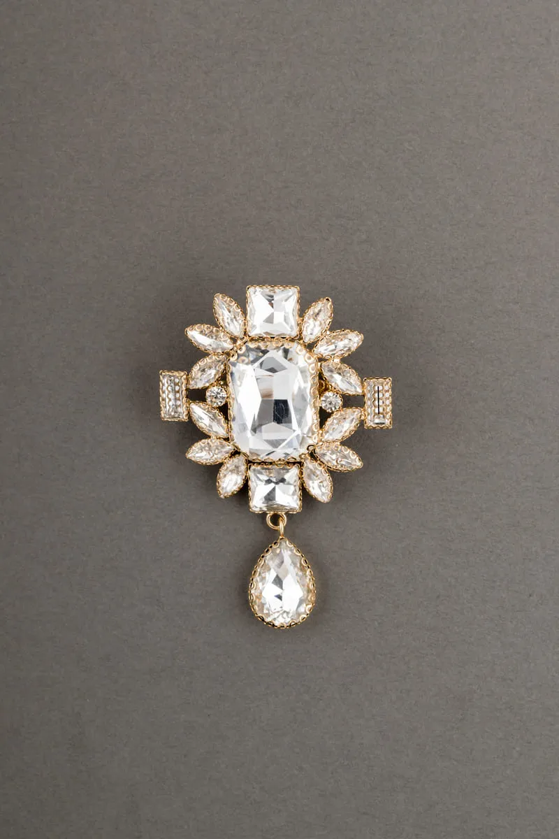 Rectangular Crystal Drop With Drop Detailing Brooch