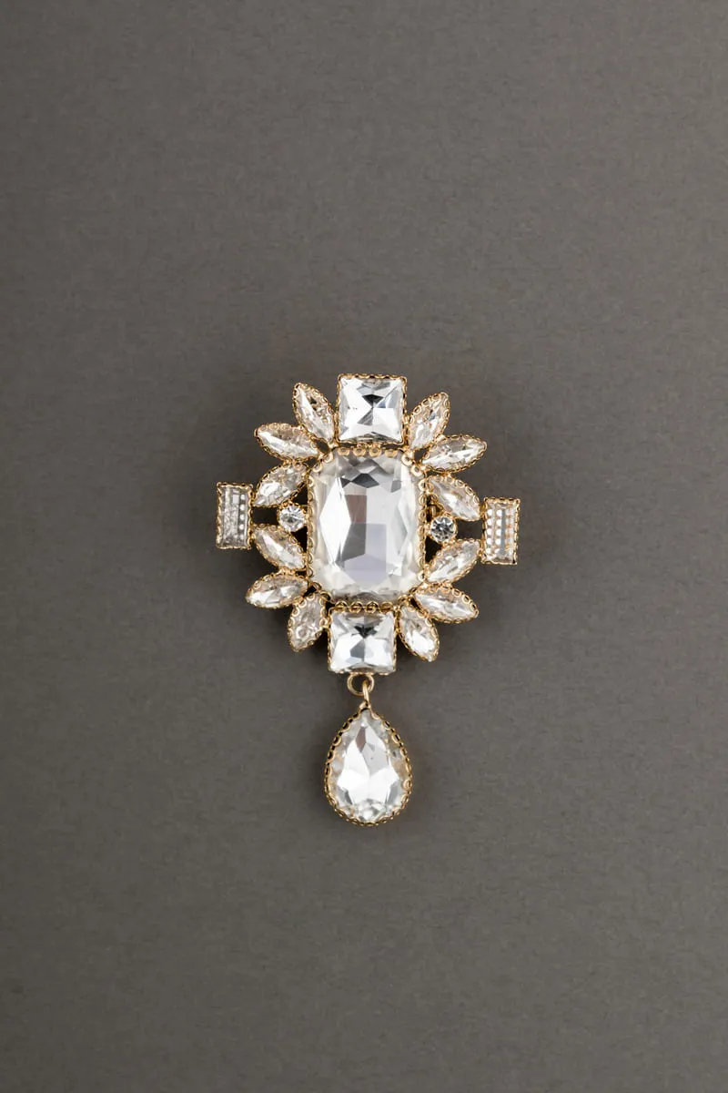 Rectangular Crystal Drop With Drop Detailing Brooch