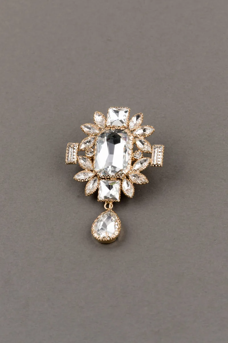 Rectangular Crystal Drop With Drop Detailing Brooch