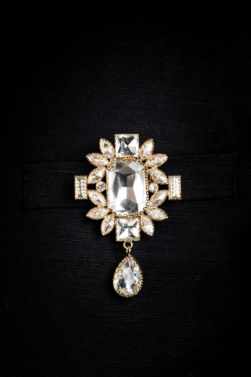Rectangular Crystal Drop With Drop Detailing Brooch