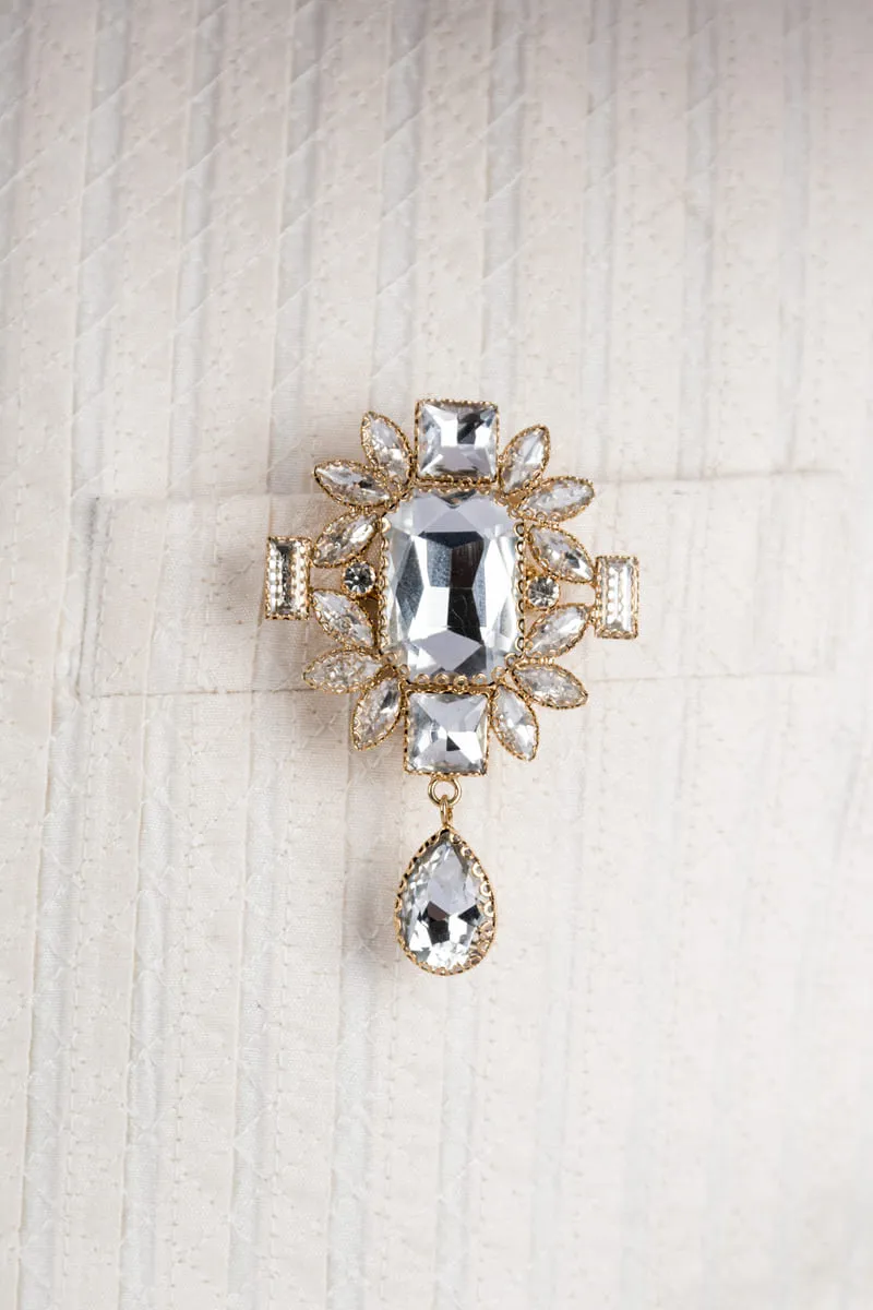 Rectangular Crystal Drop With Drop Detailing Brooch