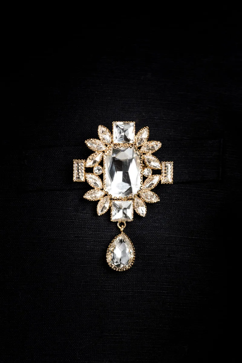 Rectangular Crystal Drop With Drop Detailing Brooch