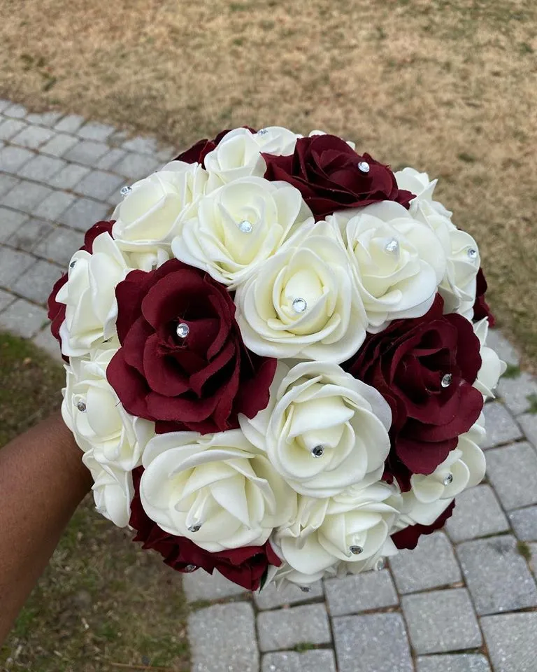 RERE ~ Silk & Real Touch Roses Brooch Bouquet or DIY KIT