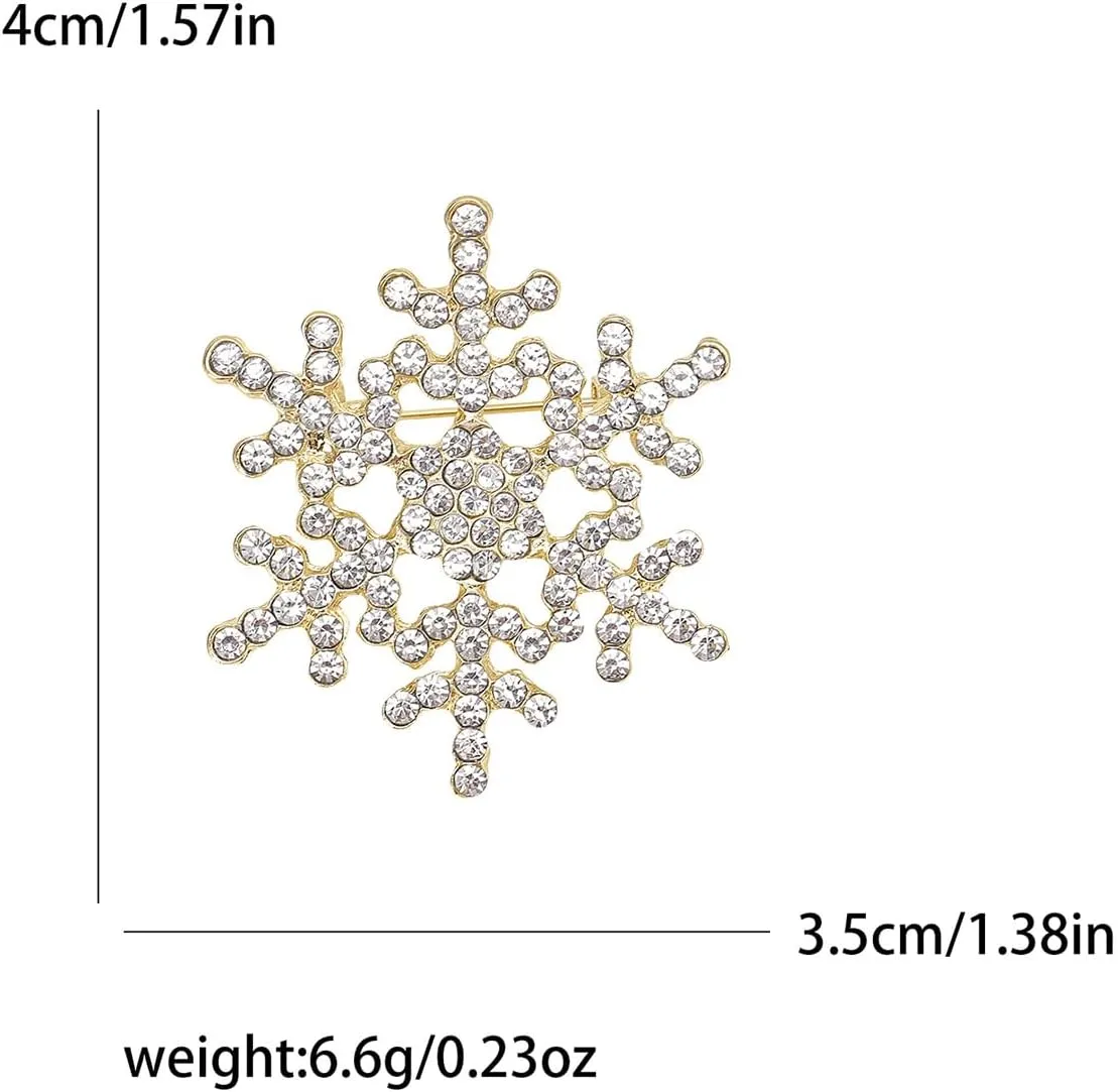 Rhinestone Christmas Snowflake Brooches for Women Marry Christmas Brooch Pins Christmas Wreath Brooch Winter Holiday Snowflake Brooch Pins Xmas Christmas Holiday Party