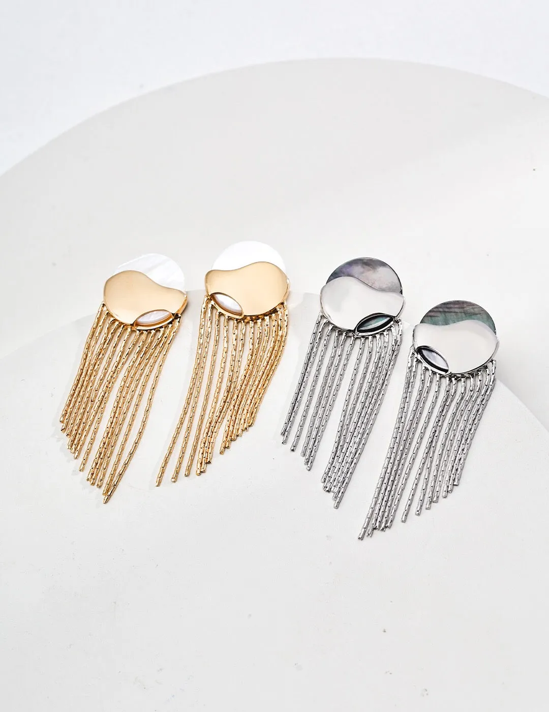 Round Simple Mother Of Pearl Earrings