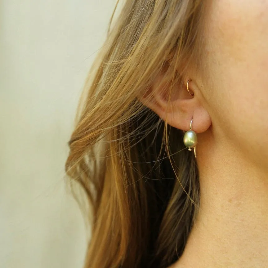 Sage Green Freshwater Pearl Earring