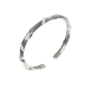 Signature Classic Pave Oval Cuff in sterling silver with white topaz 6mm