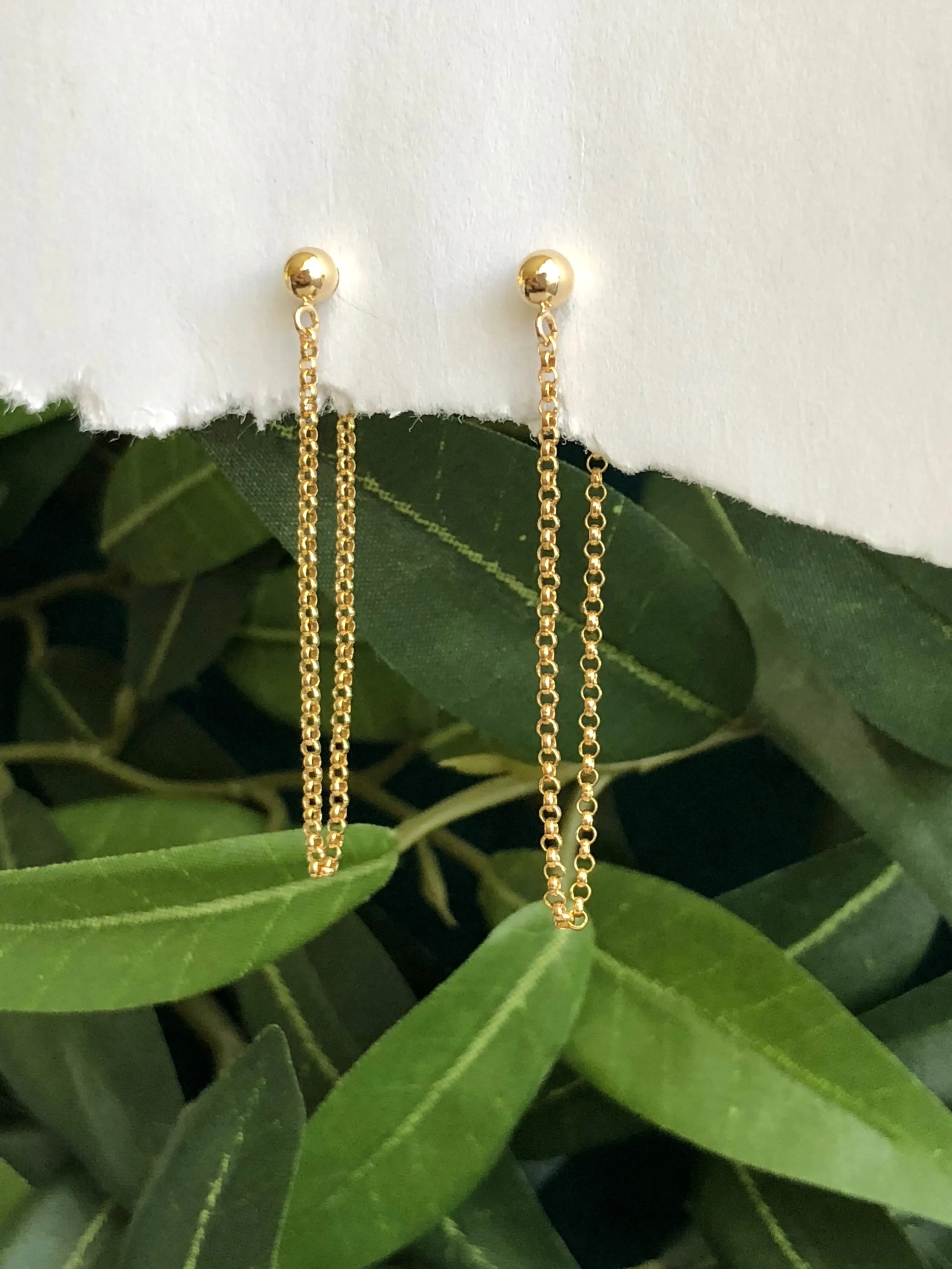 Silver chain stud earrings