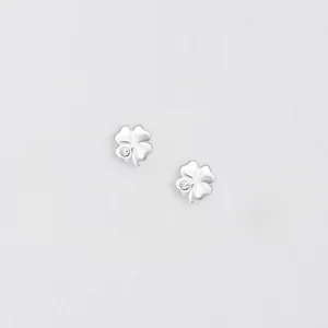 Silver Clover and Crystal Earrings - Sparkling Studs for Any Occasion