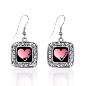Silver Grannie Square Charm Dangle Earrings