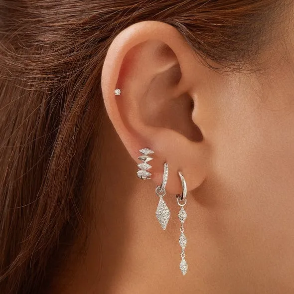 Silver Multi Sparkle Huggie Earrings