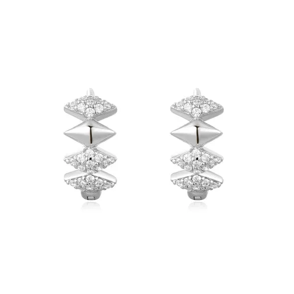 Silver Multi Sparkle Huggie Earrings