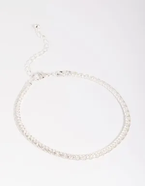 Silver Plated Brass  Cubic Zirconia Anklet