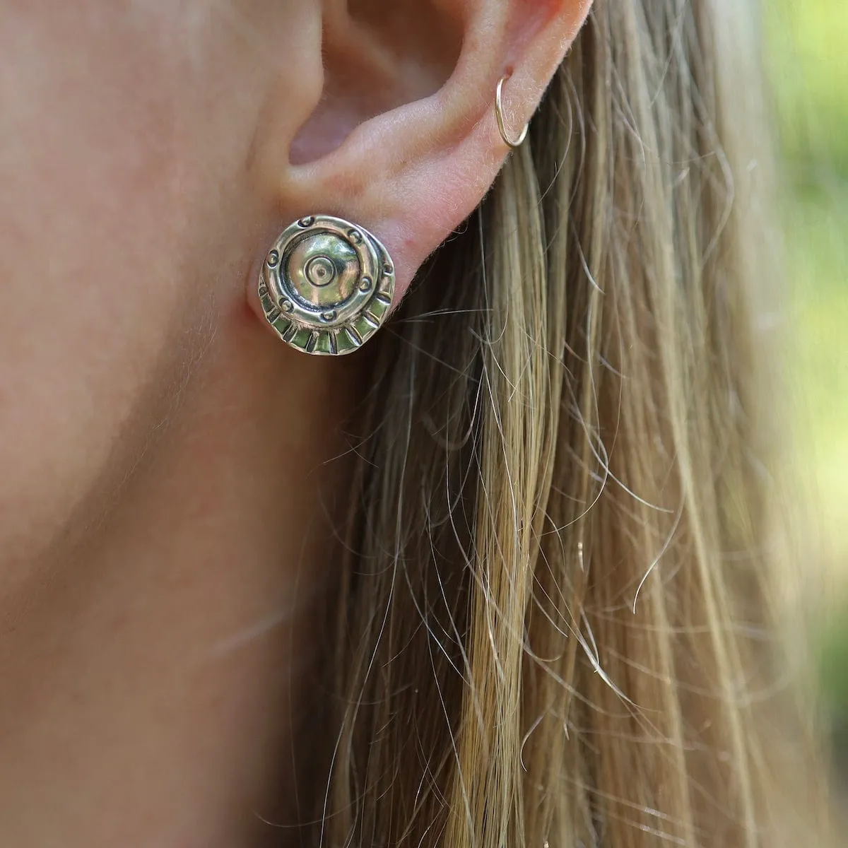 Silver Shield Post Earrings