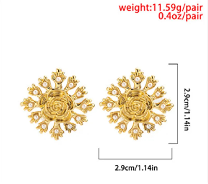 Simple Rose Three-dimensional Imitation Pearl Earrings For Women