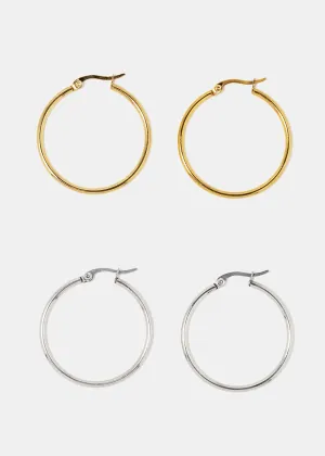 Small Smooth Metal Hoop Earrings