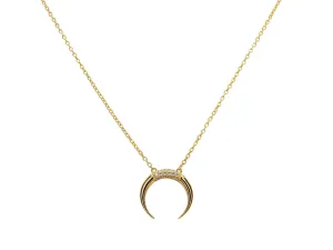 Sparkling Crystals Gold Crescent Moon Necklace