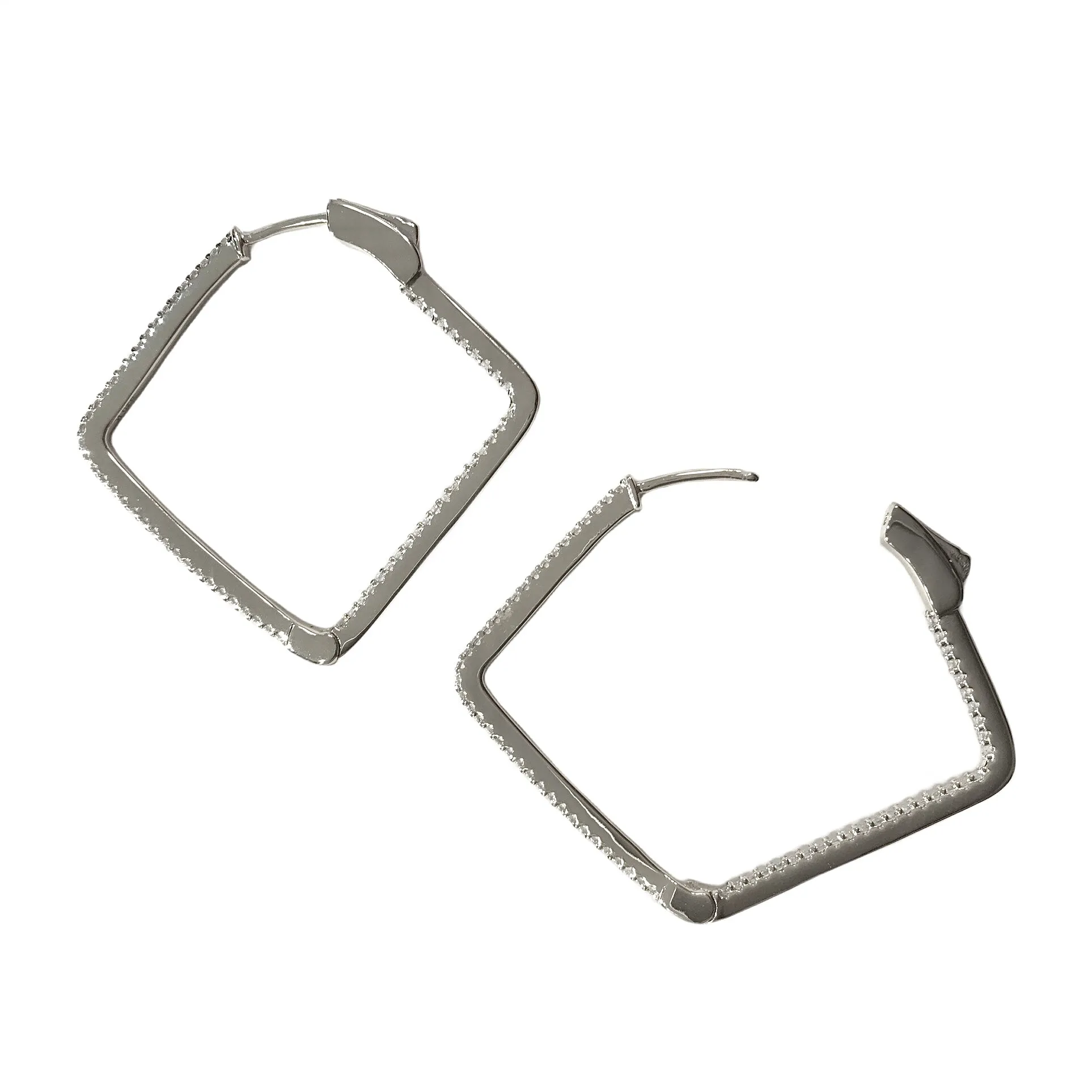 Square Sparkle Outline French Clasp Hoops