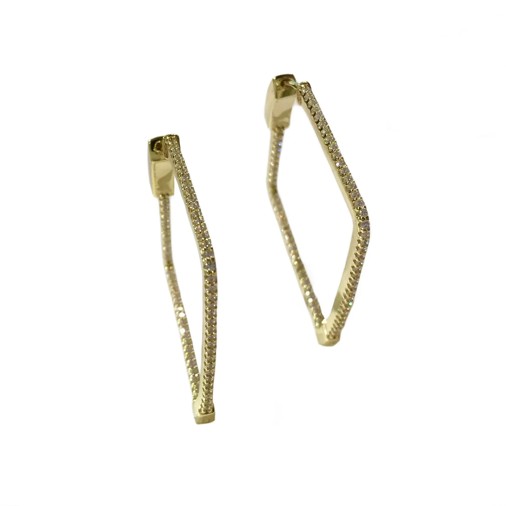 Square Sparkle Outline French Clasp Hoops