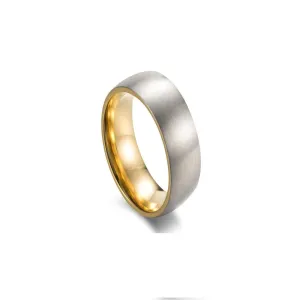 Stainless Steel Men's Ring - Silver  With Gold Internal