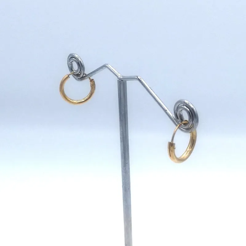 Sterling Silver 14kt Yellow Gold Plated 14mm Thick Hoop Earrings
