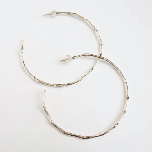 Sterling Silver 60mm Bamboo Hoop