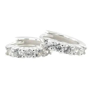 Sterling Silver Cz Hoop Earrings