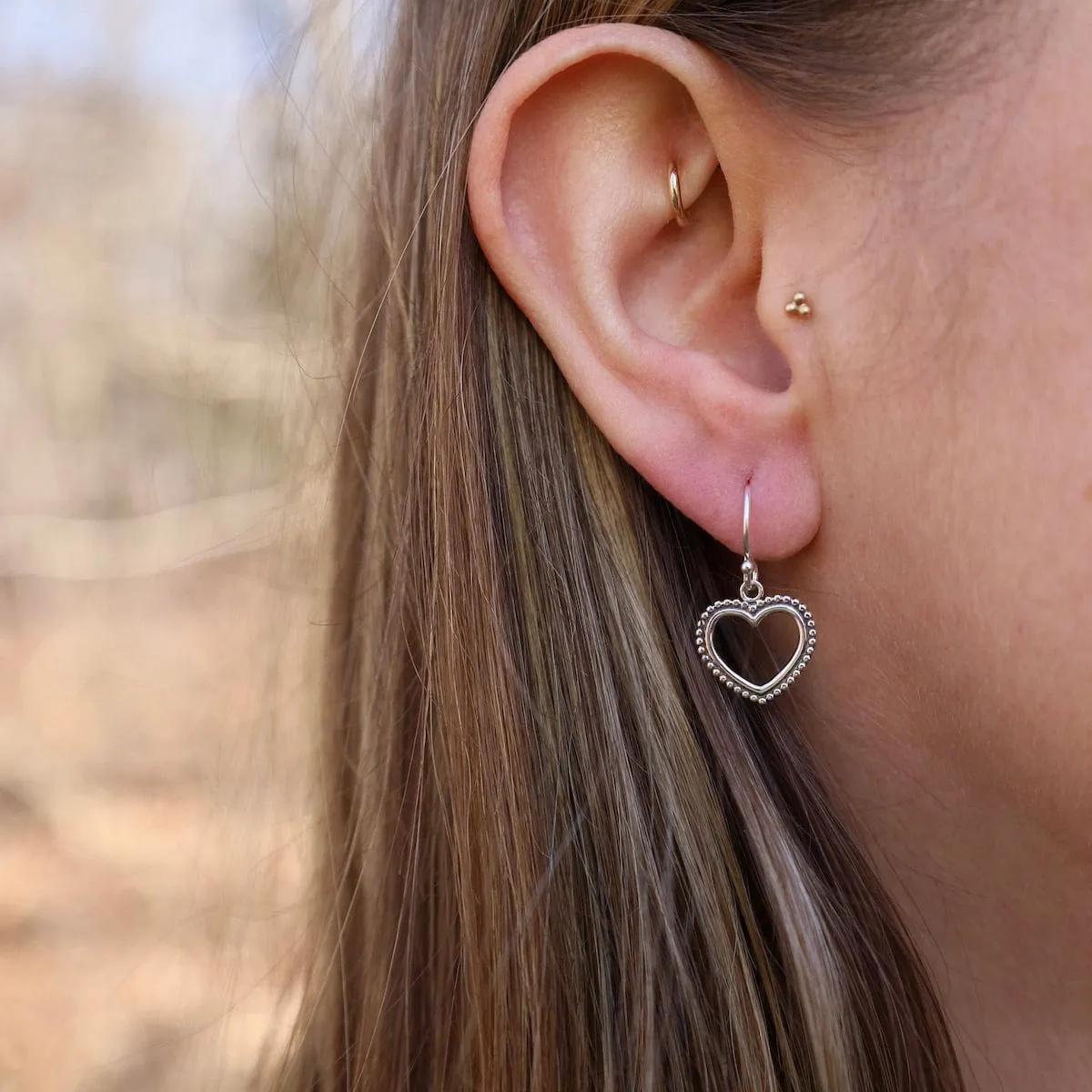 Sterling Silver Dotty Heart Earrings